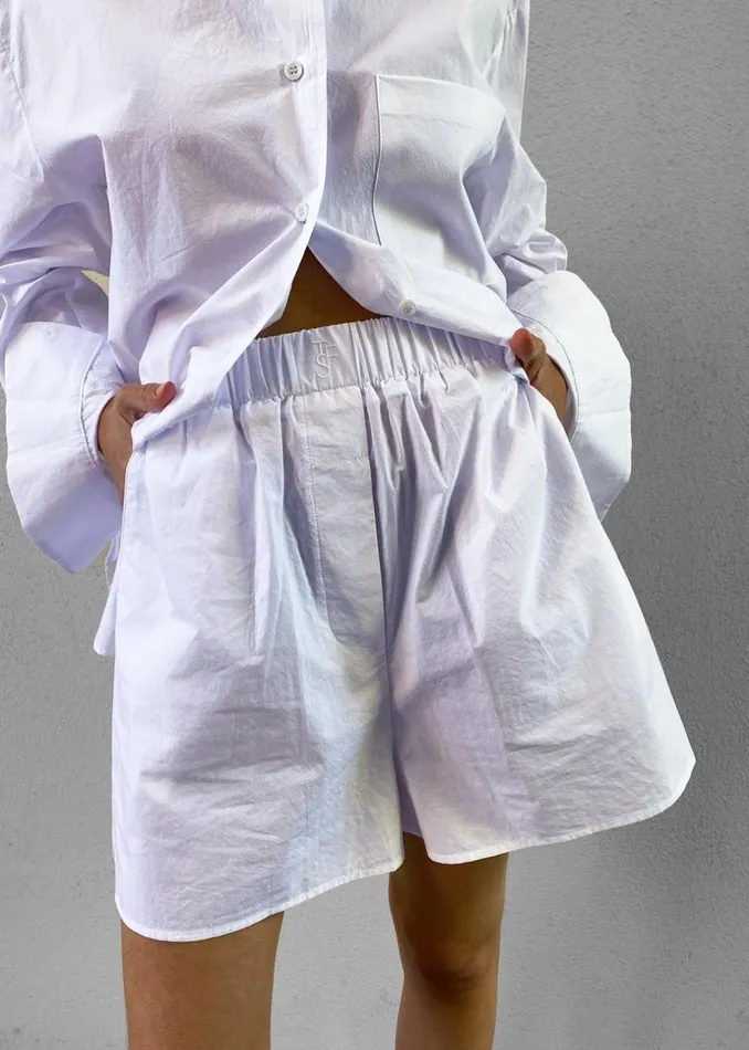 Women The Frankie Shop Bottoms Lui Organic Cotton Boxer Short White