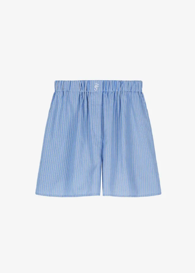 Women The Frankie Shop Bottoms Lui Oxford Boxer Shorts Light Blueblack Stripe
