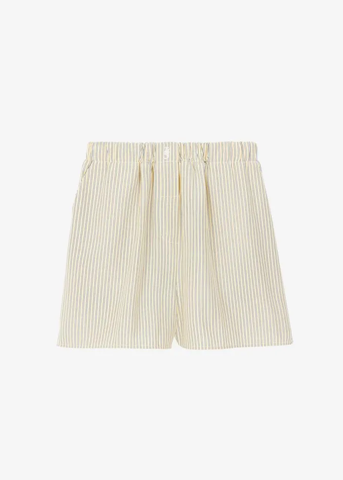 Women The Frankie Shop Bottoms Lui Oxford Boxer Shorts Pale Yellowblack Stripe
