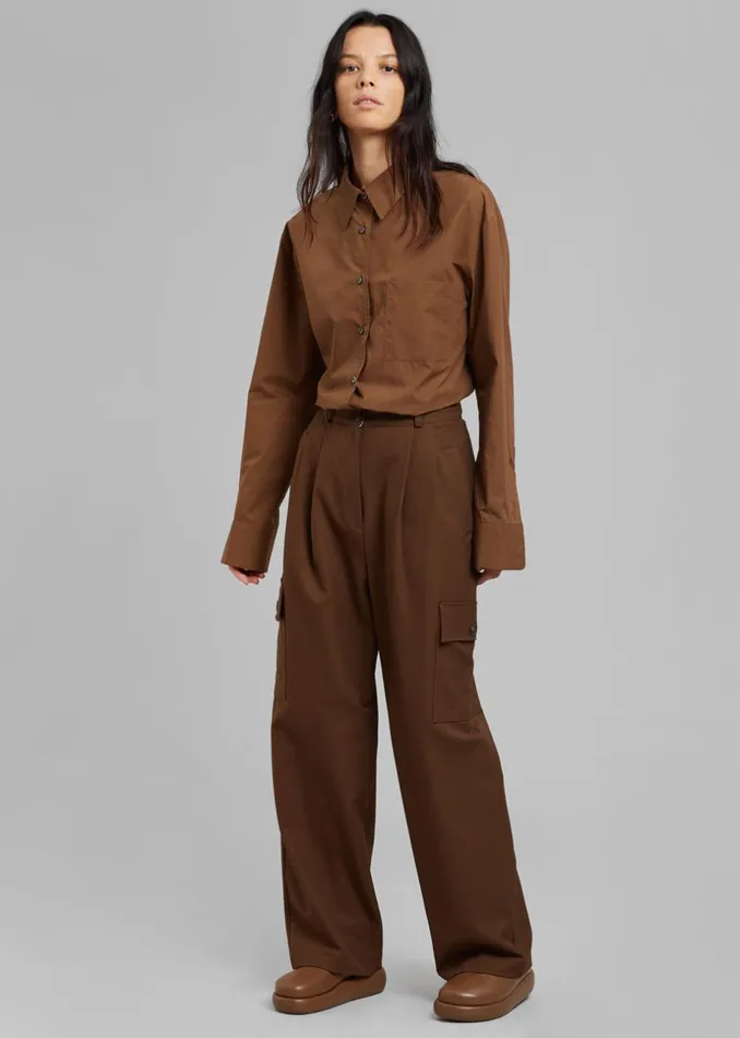 Women The Frankie Shop Bottoms Maesa Cargo Pants Brown
