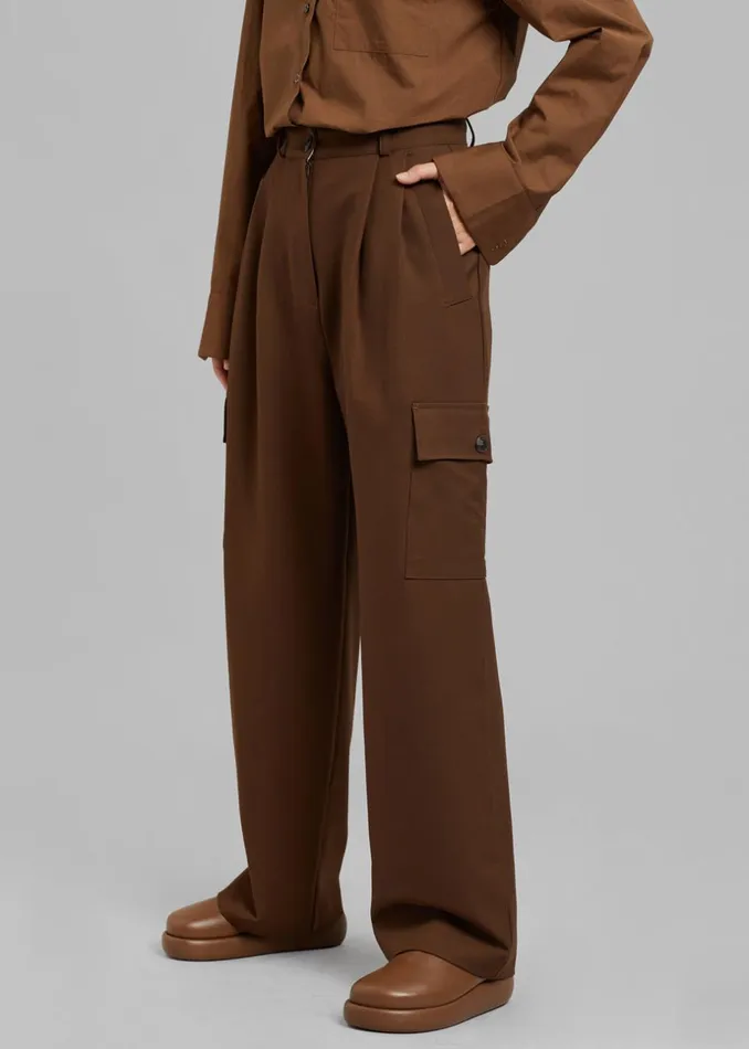 Women The Frankie Shop Bottoms Maesa Cargo Pants Brown