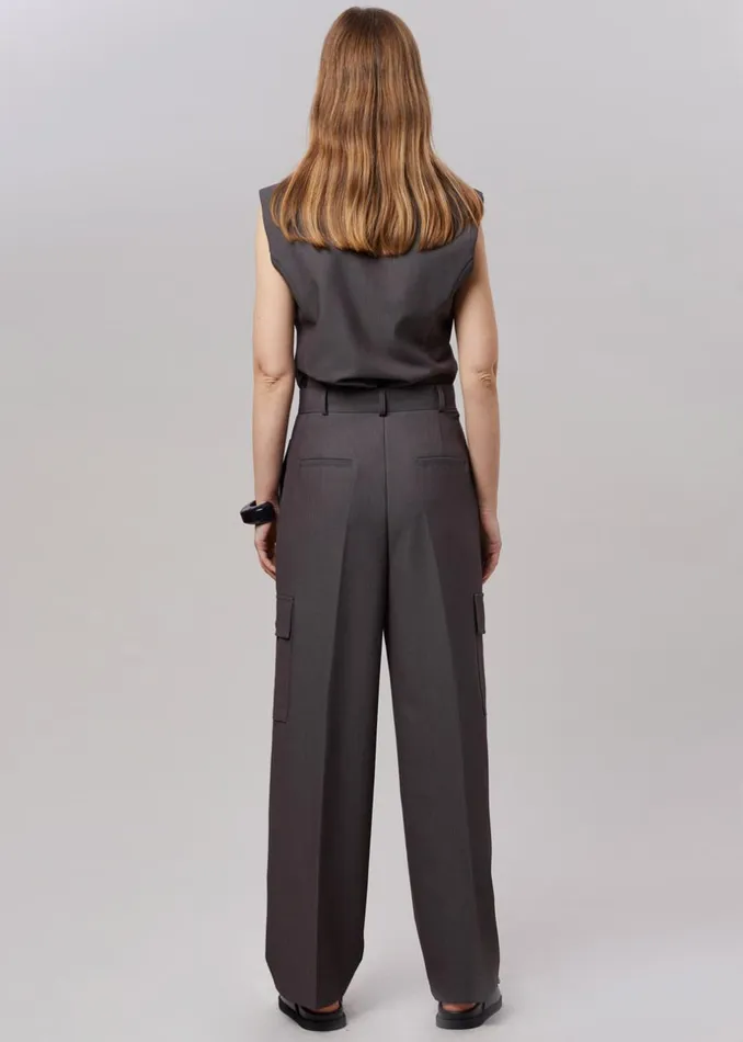 Women The Frankie Shop Bottoms Maesa Cargo Pants Charcoal