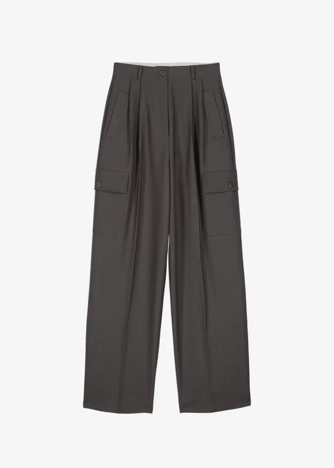Women The Frankie Shop Bottoms Maesa Cargo Pants Charcoal