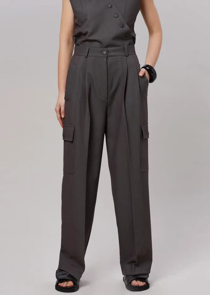 Women The Frankie Shop Bottoms Maesa Cargo Pants Charcoal