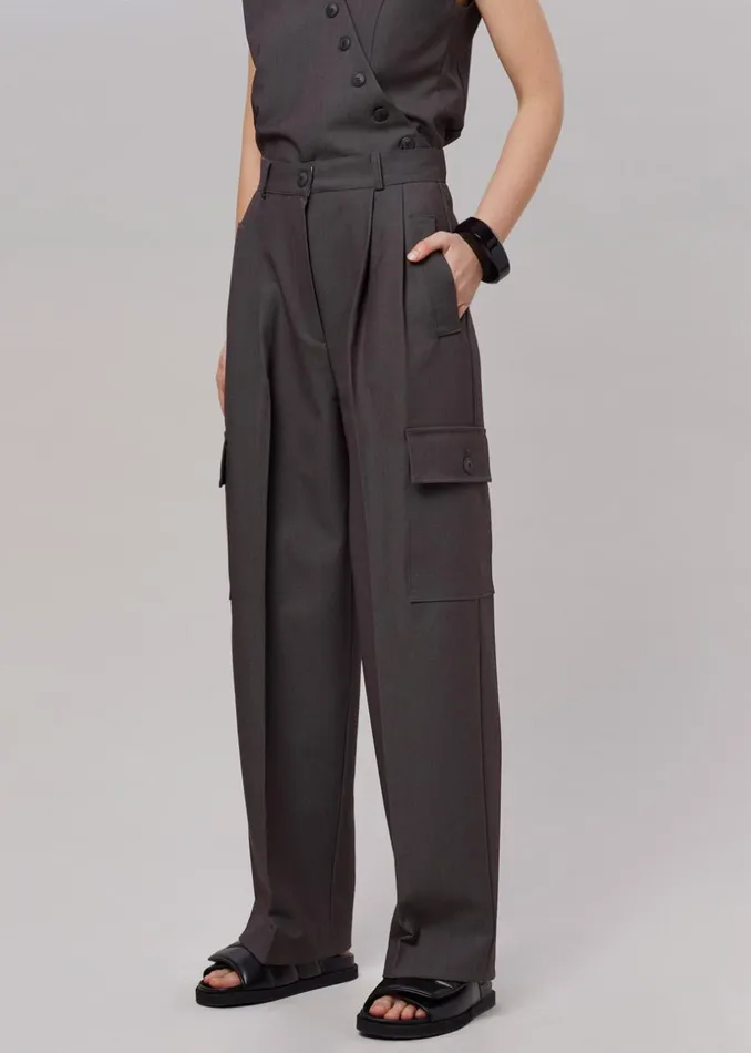 Women The Frankie Shop Bottoms Maesa Cargo Pants Charcoal