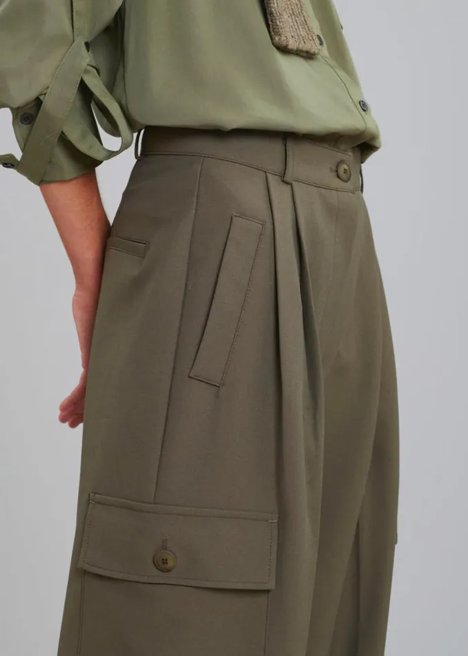 Women The Frankie Shop Bottoms Maesa Cargo Pants Olive