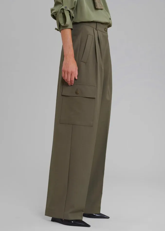 Women The Frankie Shop Bottoms Maesa Cargo Pants Olive