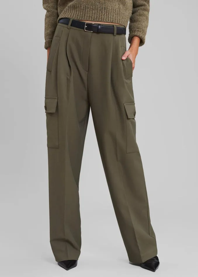 Women The Frankie Shop Bottoms Maesa Cargo Pants Olive