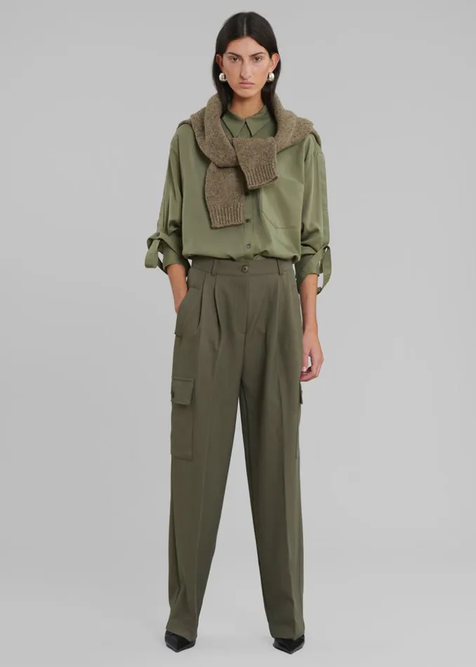 Women The Frankie Shop Bottoms Maesa Cargo Pants Olive