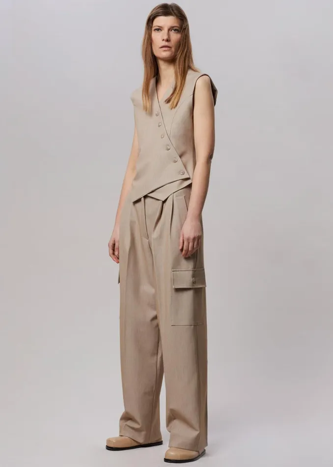 Women The Frankie Shop Bottoms Maesa Cargo Pants Taupe Melange