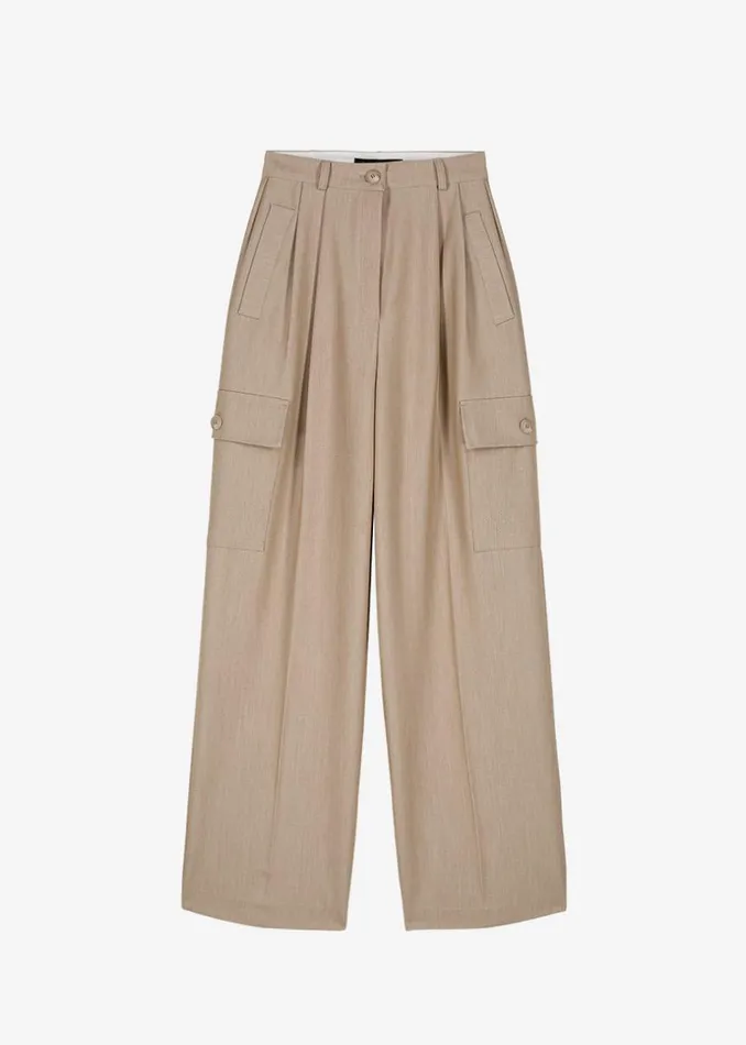 Women The Frankie Shop Bottoms Maesa Cargo Pants Taupe Melange