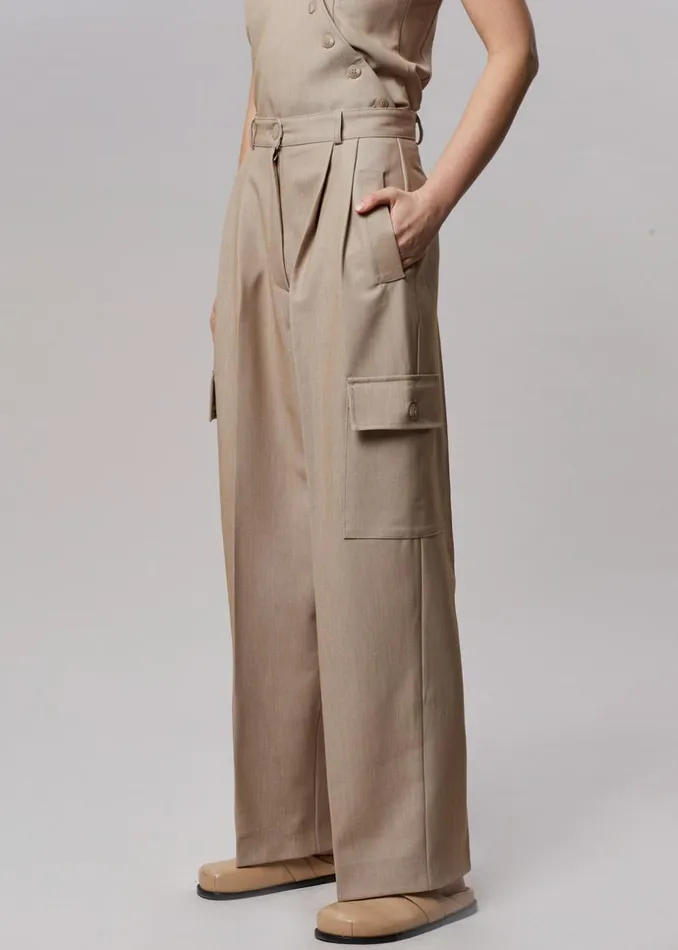 Women The Frankie Shop Bottoms Maesa Cargo Pants Taupe Melange