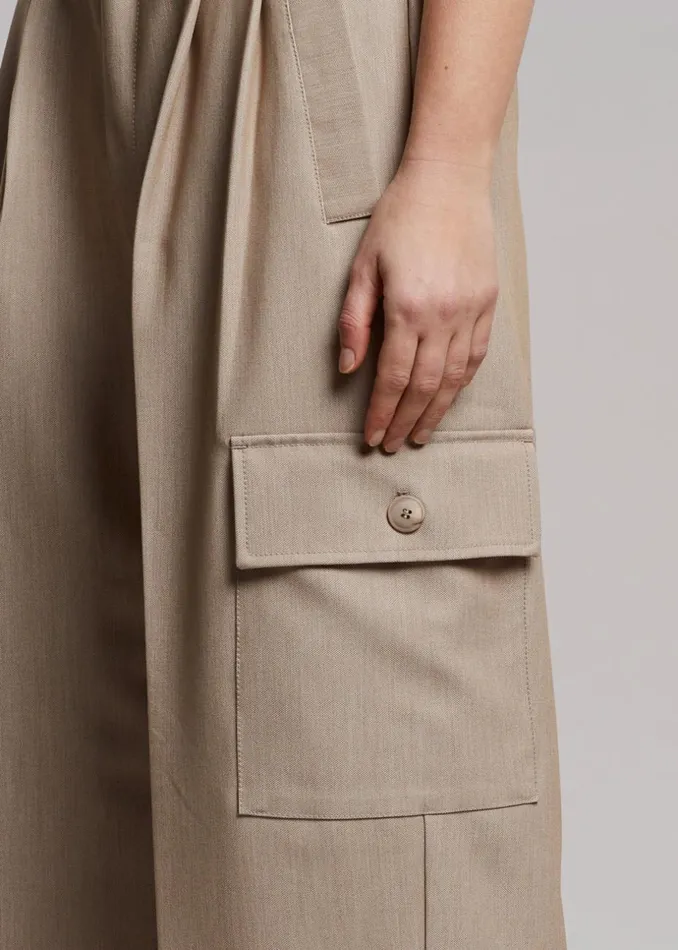 Women The Frankie Shop Bottoms Maesa Cargo Pants Taupe Melange