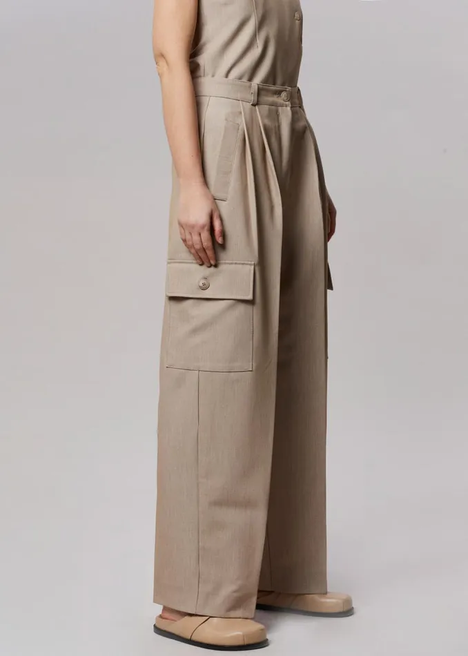Women The Frankie Shop Bottoms Maesa Cargo Pants Taupe Melange