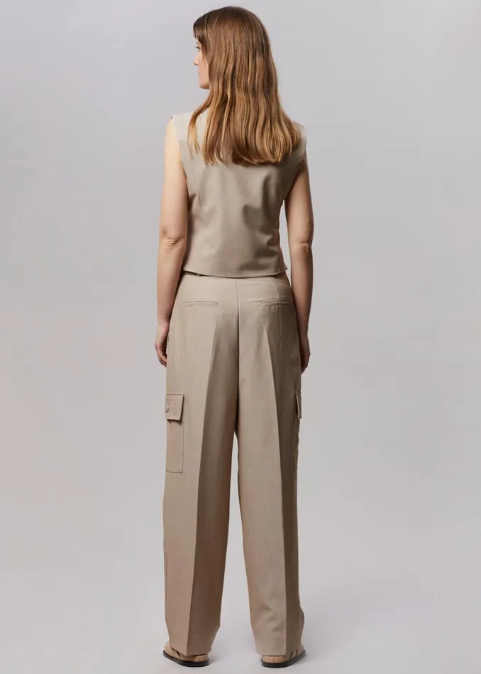 Women The Frankie Shop Bottoms Maesa Cargo Pants Taupe Melange