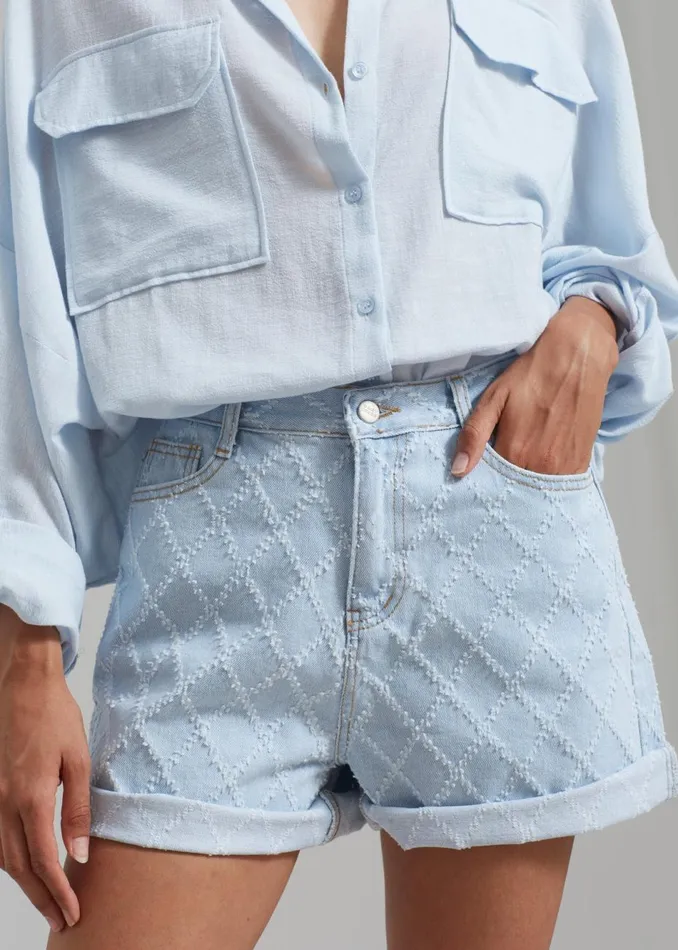Women The Frankie Shop Bottoms Magnolia Distressed Denim Shorts Light Wash