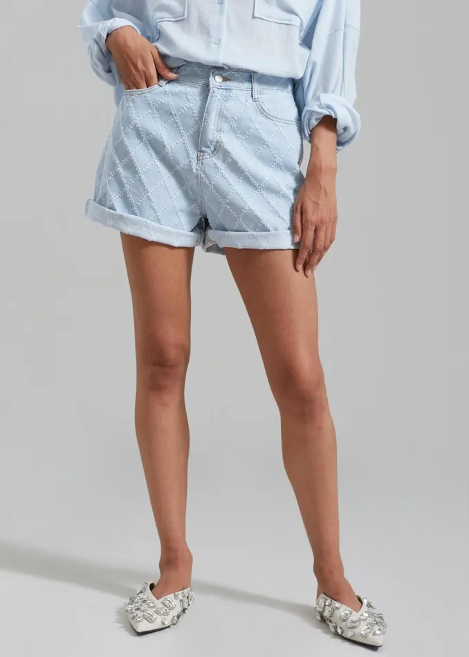 Women The Frankie Shop Bottoms Magnolia Distressed Denim Shorts Light Wash