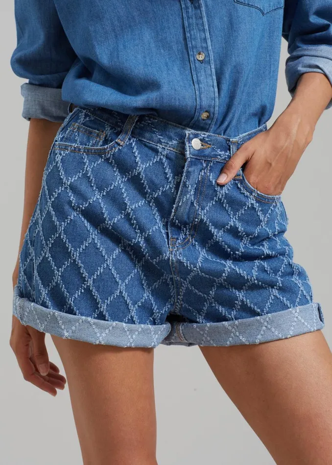 Women The Frankie Shop Bottoms Magnolia Distressed Denim Shorts Medium Wash