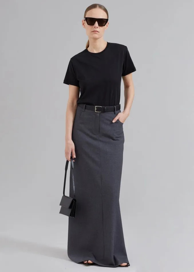Women The Frankie Shop Bottoms Malvo Long Pencil Skirt Charcoal