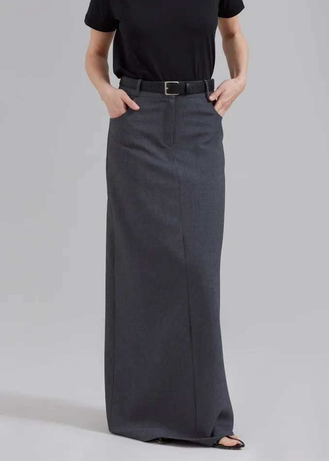 Women The Frankie Shop Bottoms Malvo Long Pencil Skirt Charcoal
