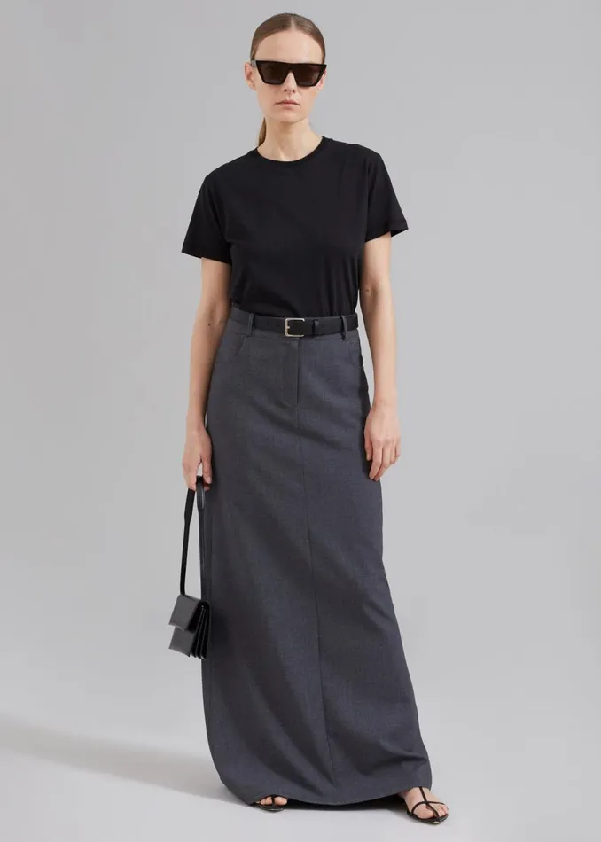 Women The Frankie Shop Bottoms Malvo Long Pencil Skirt Charcoal