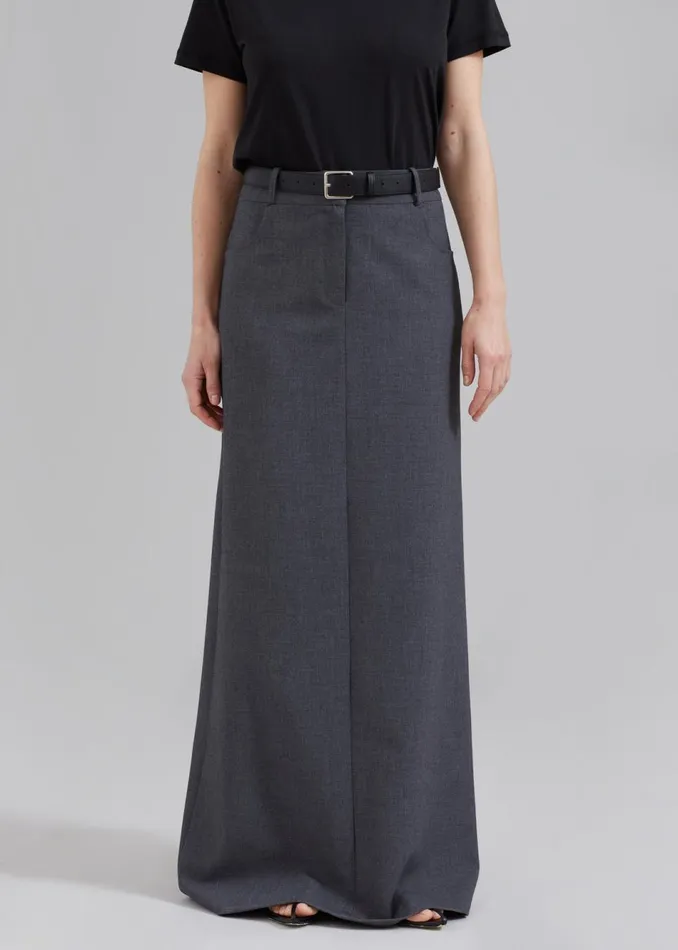 Women The Frankie Shop Bottoms Malvo Long Pencil Skirt Charcoal