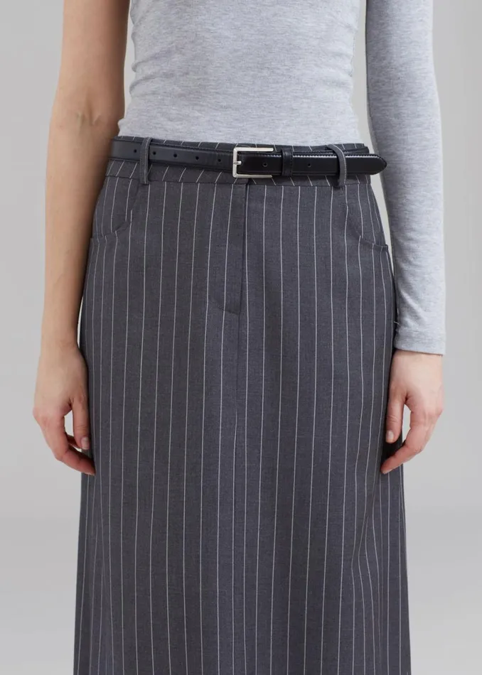 Women The Frankie Shop Bottoms Malvo Long Pencil Skirt Grey Pinstripe