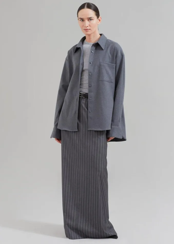 Women The Frankie Shop Bottoms Malvo Long Pencil Skirt Grey Pinstripe