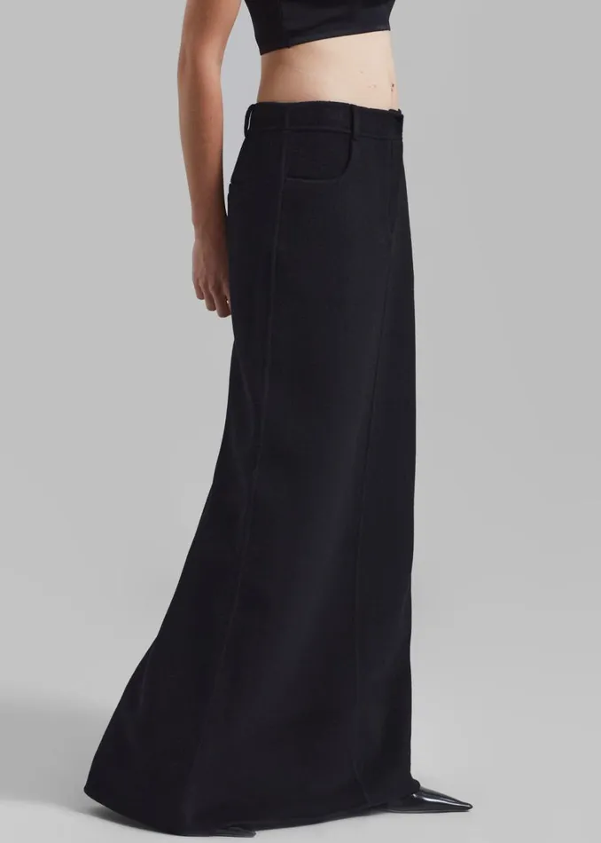 Women The Frankie Shop Bottoms Malvo Long Wool Pencil Skirt Black