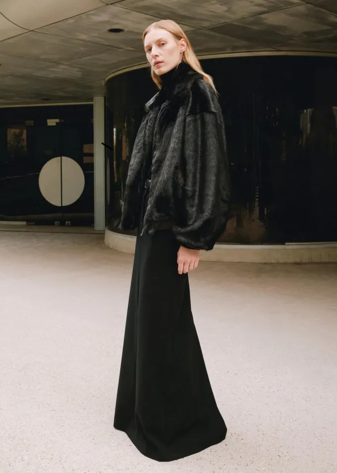 Women The Frankie Shop Bottoms Malvo Long Wool Pencil Skirt Black