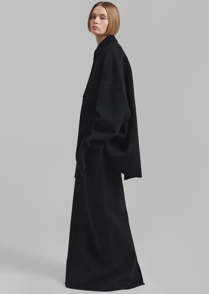 Women The Frankie Shop Bottoms Malvo Long Wool Pencil Skirt Black