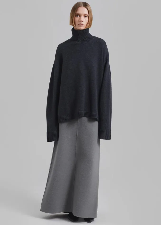 Women The Frankie Shop Bottoms Malvo Long Wool Pencil Skirt Grey