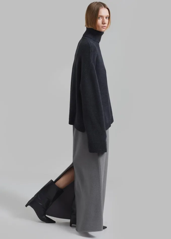 Women The Frankie Shop Bottoms Malvo Long Wool Pencil Skirt Grey