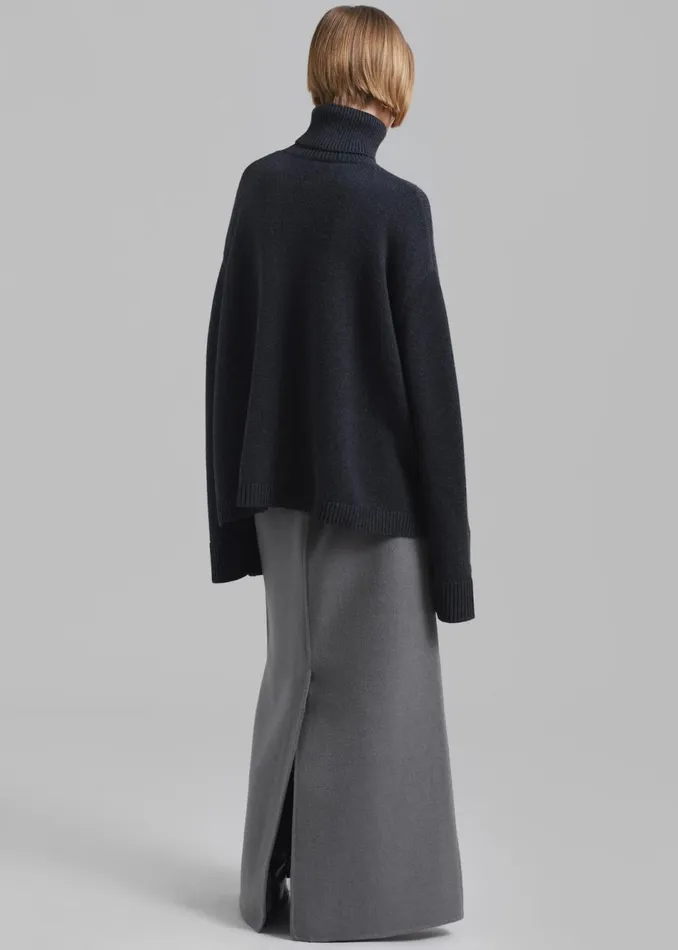 Women The Frankie Shop Bottoms Malvo Long Wool Pencil Skirt Grey