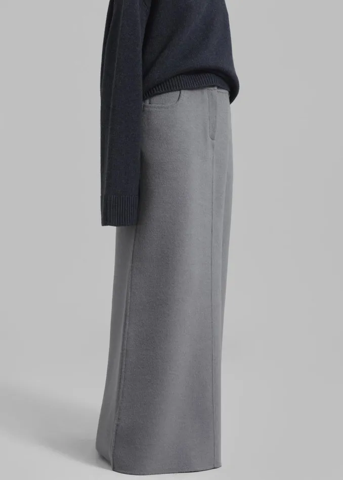 Women The Frankie Shop Bottoms Malvo Long Wool Pencil Skirt Grey