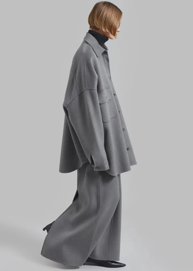 Women The Frankie Shop Bottoms Malvo Long Wool Pencil Skirt Grey