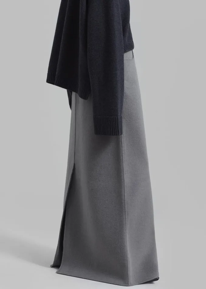 Women The Frankie Shop Bottoms Malvo Long Wool Pencil Skirt Grey