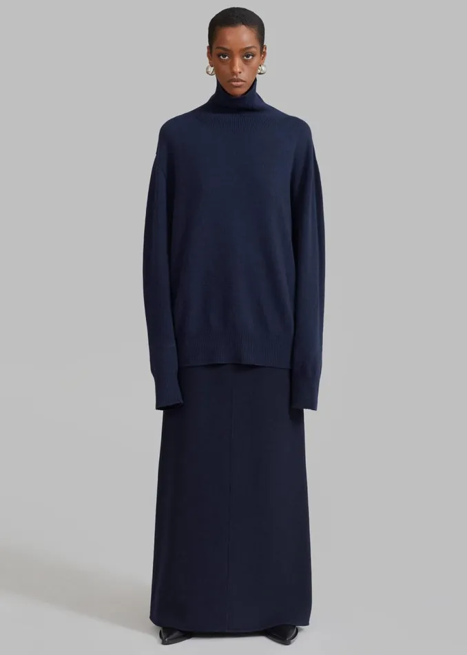 Women The Frankie Shop Bottoms Malvo Long Wool Pencil Skirt Navy