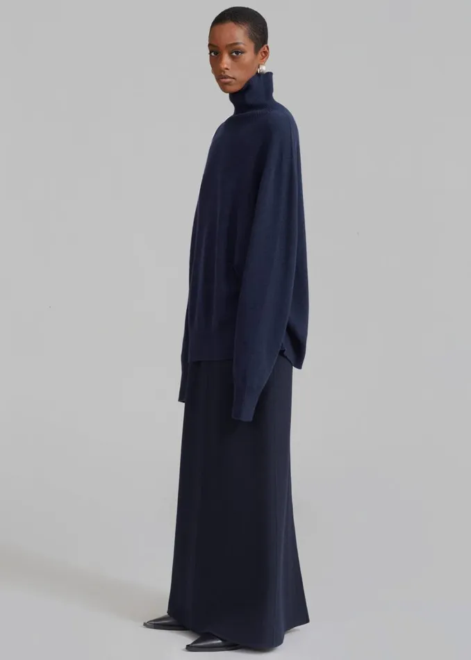 Women The Frankie Shop Bottoms Malvo Long Wool Pencil Skirt Navy
