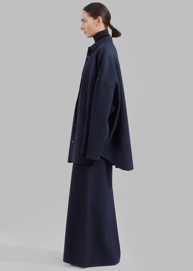Women The Frankie Shop Bottoms Malvo Long Wool Pencil Skirt Navy
