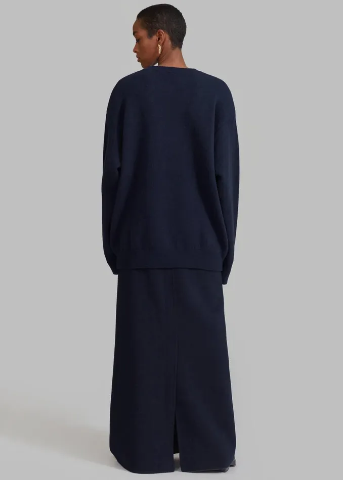 Women The Frankie Shop Bottoms Malvo Long Wool Pencil Skirt Navy
