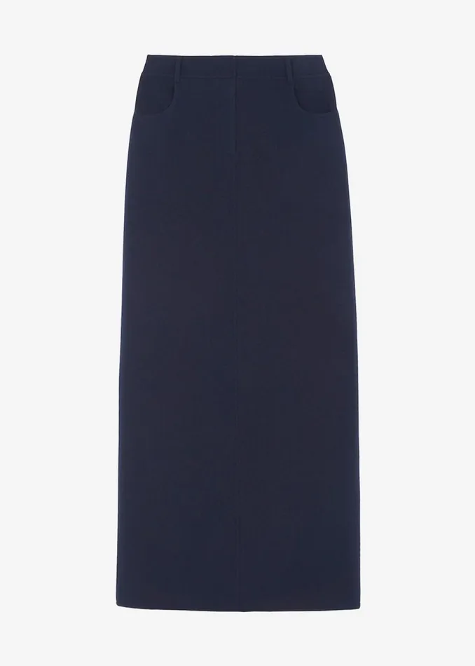 Women The Frankie Shop Bottoms Malvo Long Wool Pencil Skirt Navy