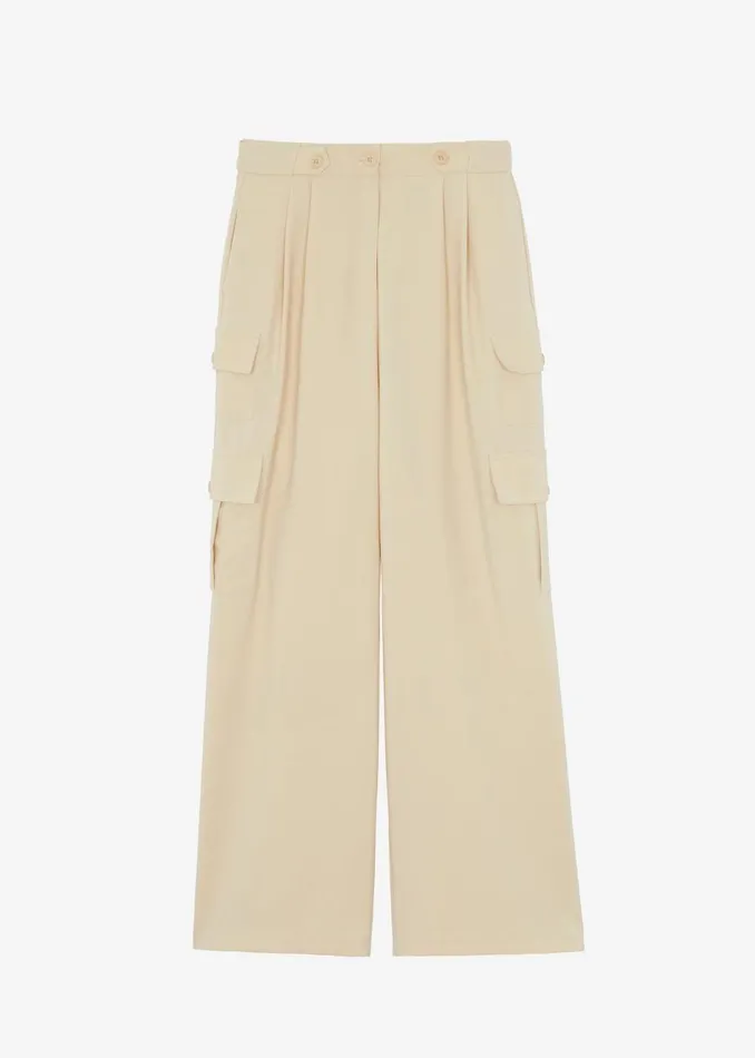 Women The Frankie Shop Bottoms Manye Fluid Cargo Pants Beige