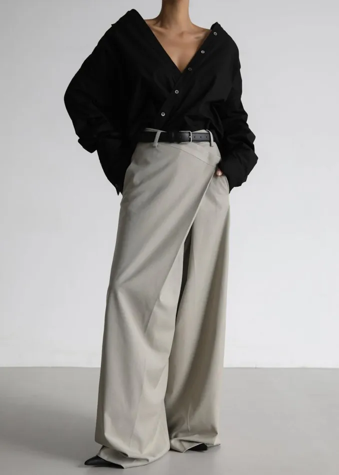 Women The Frankie Shop Bottoms Marjorie Asymmetrical Trousers Beige