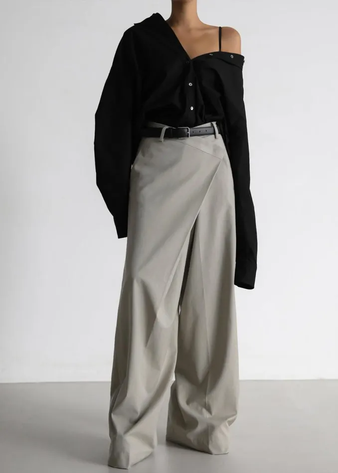 Women The Frankie Shop Bottoms Marjorie Asymmetrical Trousers Beige