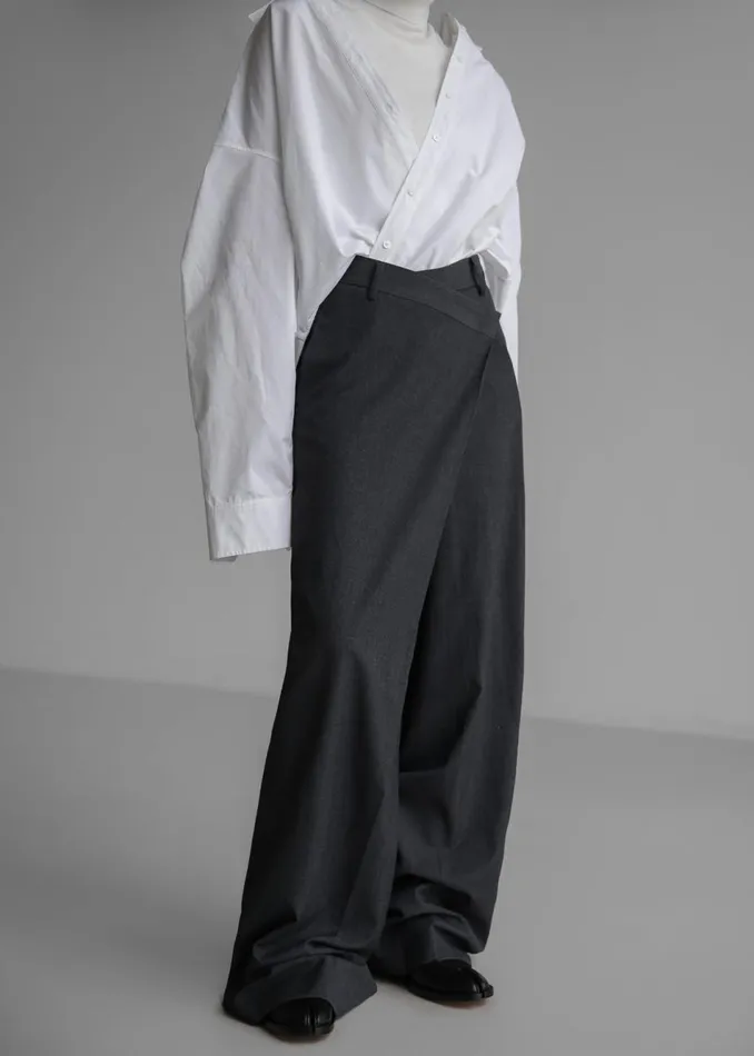Women The Frankie Shop Bottoms Marjorie Asymmetrical Trousers Charcoal
