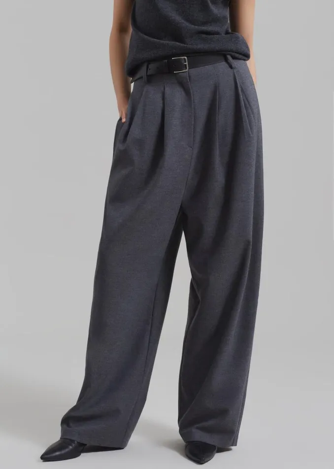 Women The Frankie Shop Bottoms Marley Wide Pants Grey