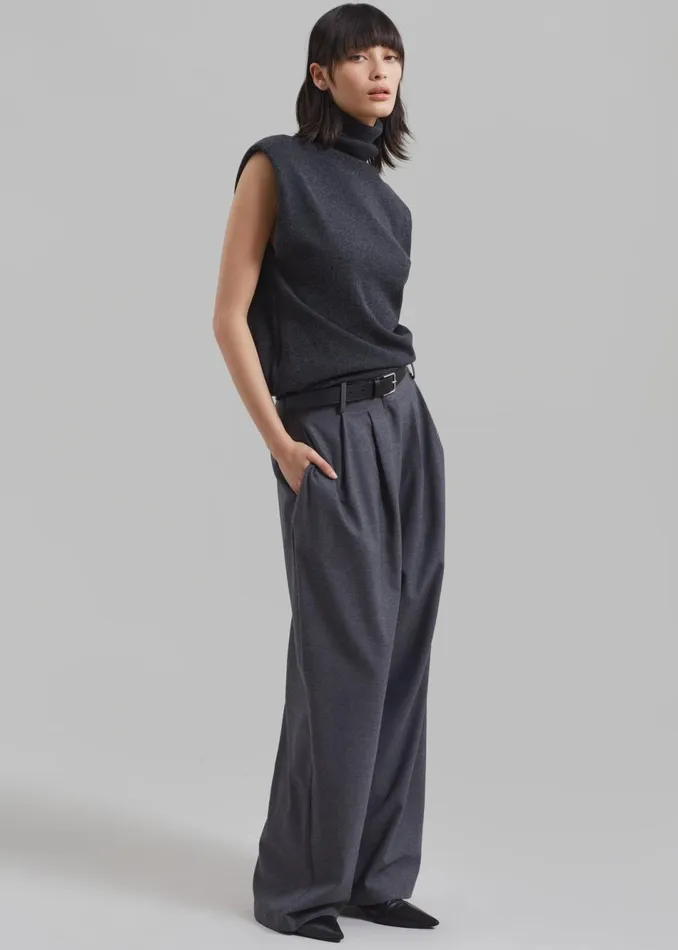 Women The Frankie Shop Bottoms Marley Wide Pants Grey