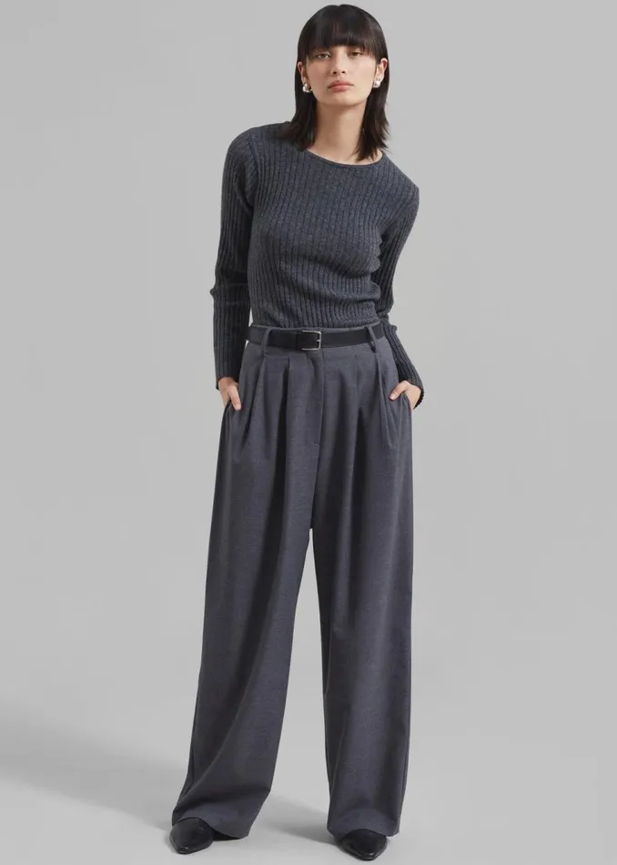 Women The Frankie Shop Bottoms Marley Wide Pants Grey
