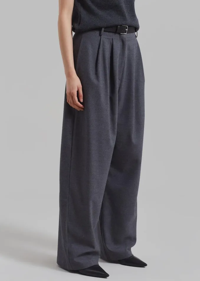Women The Frankie Shop Bottoms Marley Wide Pants Grey